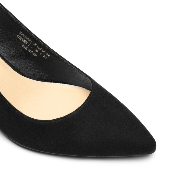 Slingback Pointed Toe Kitten Heel Pumps - BLACK SUEDE - 4